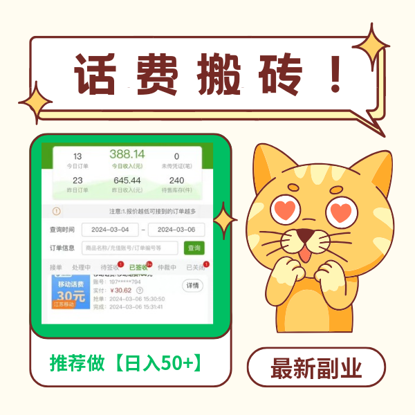 话费搬砖【2024稳定搬砖项目】-摸鱼社